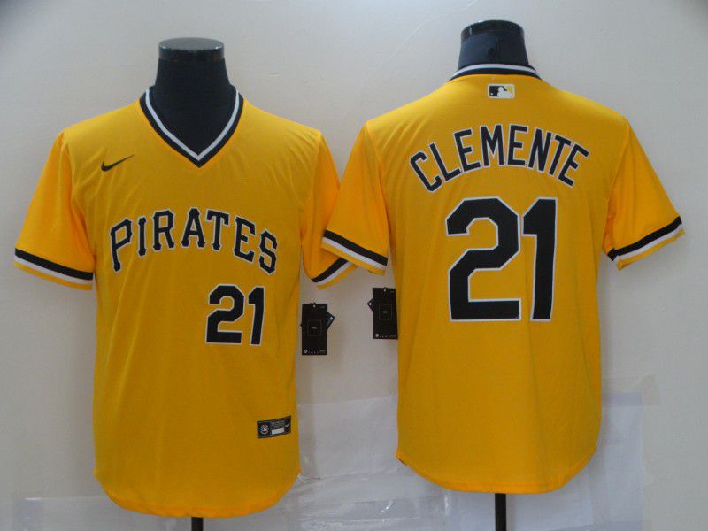 Men Pittsburgh Pirates #21 Clemente Yellow Nike Game 2021 MLB Jerseys->pittsburgh pirates->MLB Jersey